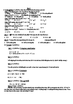 Đề kiểm tra môn Toán học lớp 6